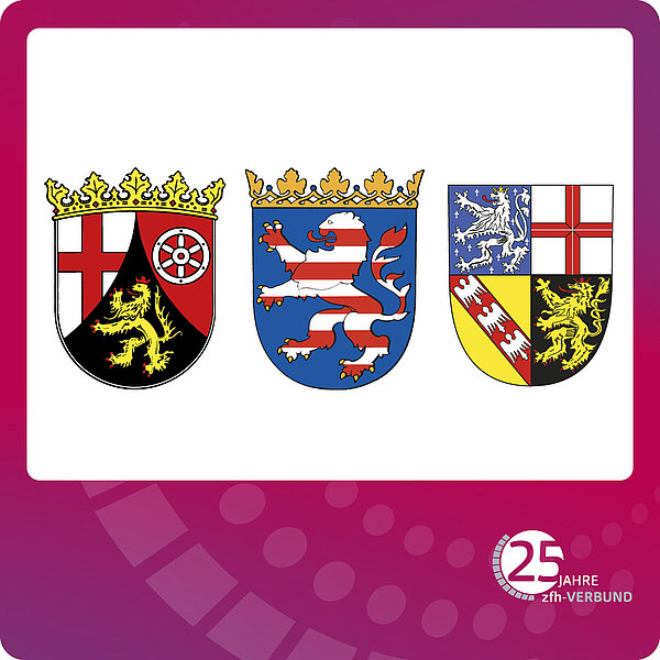 Wappen der Bundesländer Rheinland-Pfalz, Hessen und Saarland